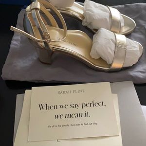 Sarah Flint Perfect Block Sandals. Gold. Leather.  Made in Italy. Brand New.